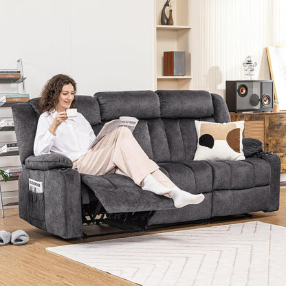 COMHOMA Living Room Furniture Sets Manual Reclining Sofa,3 Seat Recliner Sofa Chair,Couch Furniture for Living Room,Furniture,Meeting Room,Dark Gray(3-Seater Sofa*2)