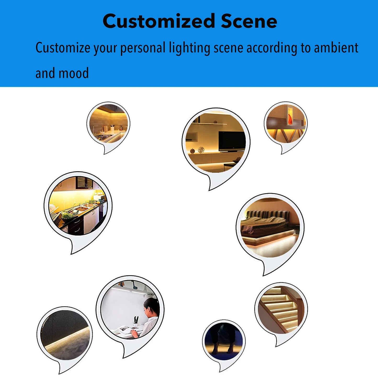 Smart Cabinet Lights Under Counter LED Lighting Dimmable Strip Lights, Warm, Daylight, Cool White Adjustable Light Bar,Compatible with Alexa,Google Assistant,Phone App,for Kitchen Cupboard,Shelf,6pcs
