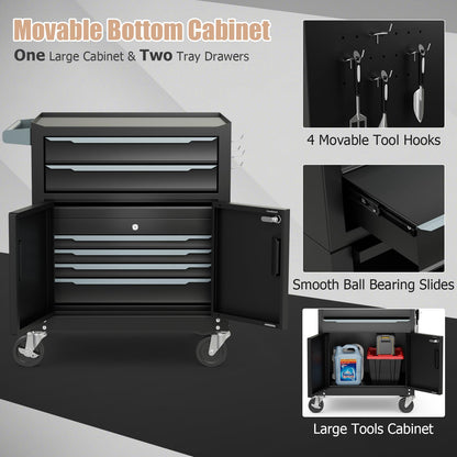ERGOMASTER Large Rolling Tool-Chest Dentproof with 6 Drawers Heavy Duty Tool-Cabinet on Wheels Lockable and Lock System for Garage Workshop(28 x 13 x 53''-Black)