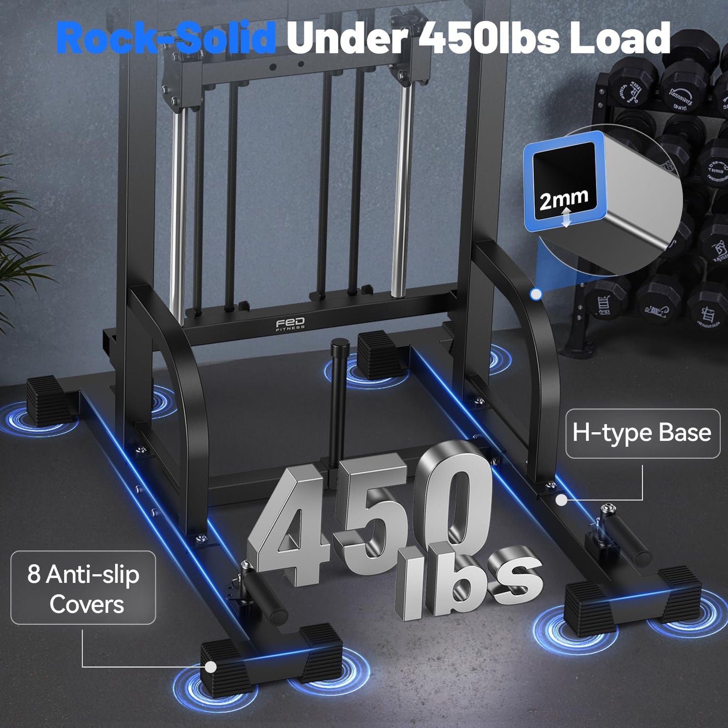 SPORTSROYALS Power Tower Pull Up Bar Station, 450LBS Stable Pull Up Dip Station for Home Gym Strength Training Equipment | FED Fitness