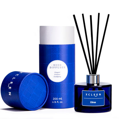 Reed Diffusers Set, 3.7 Oz Scent Diffuser, 6 Reed Diffuser Sticks, Home Fragrance Hyacinth, Peony & Citrus, Aromatherapy Oil Diffuser Reeds, More Masculine Scent, Bathroom & Office Decor 110ml