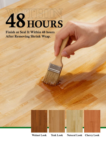 8FT Butcher Block Countertop Birch Solid Wood - 98" x 25" Table Top Butcher Block Cutting Board for Kitchen Island Cart Living Dining Office Desk Washer Dryer Countertop Replacement Unfinished 1.5" Th