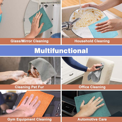 CONLI 4 Roll Microfiber Cleaning Cloth 80 Pack Reusable Microfiber Towels for Household Cleaning and Car Cleaning Easy Tear-Away and Lint Free