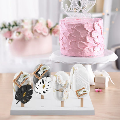 Qunclay 2 Pcs Wooden Cakesicle Stand Display 12 Count Candy Sticks Holder Rectangle Rustic Cake Stands for Dessert Table Ice Cream Lollipop Holder for Wedding Birthday Holiday Party