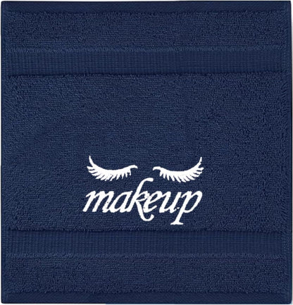 13x13 inches Set 6 Makeup Remover washcloth. Turkish Cotton Perfect for Makeup Bag - of - Navy Blue