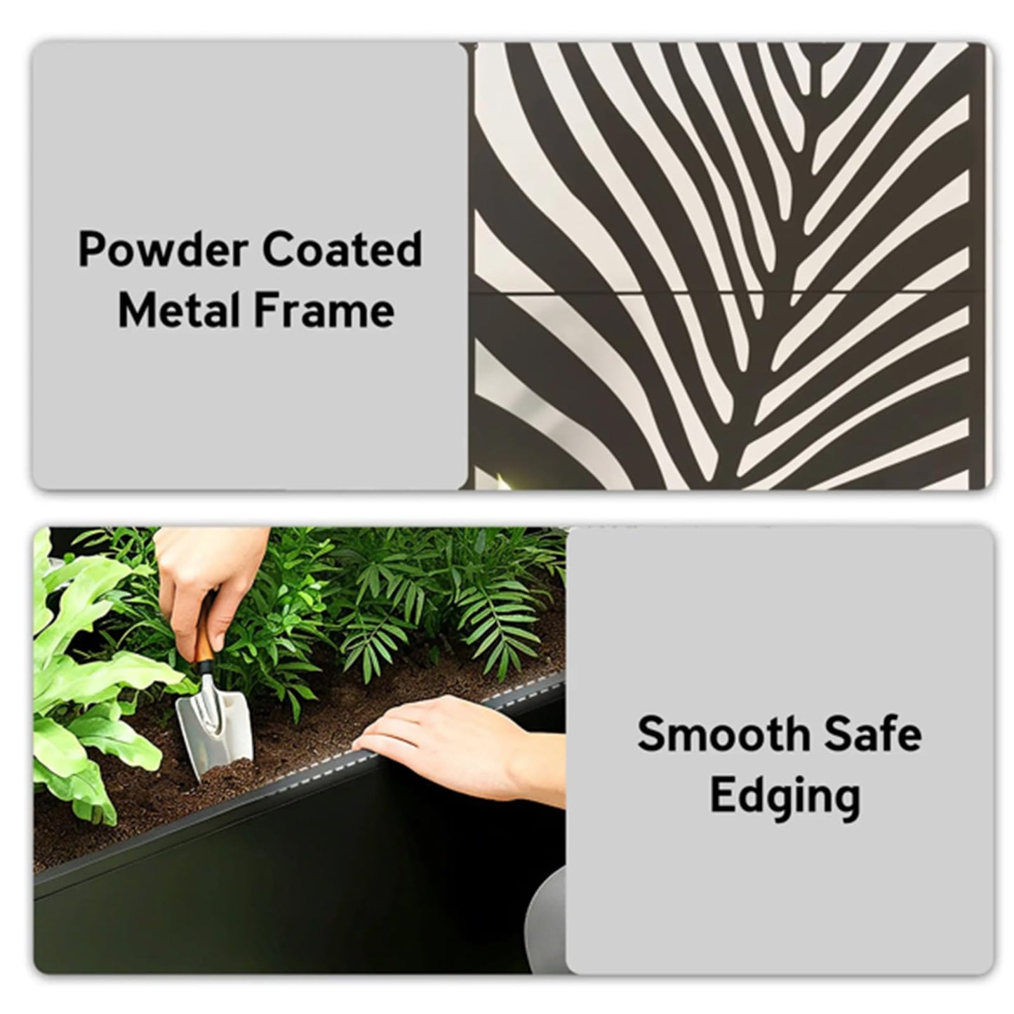 Amgalers Leaf Cutout Privacy Screen Planter Box with Trellis, Metal Raised Garden Bed for Patios, Balconies & Gardens(Large)