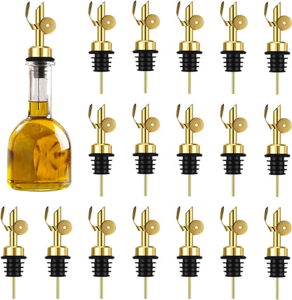 24pc Blulu Olive Oil Spout Stainless Steel Weighted Bulk Self-Closing Bottle Pourers for Wine Syrup Home Bar