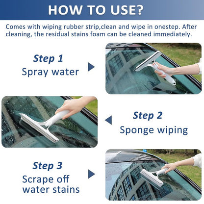 2 Pack All-Purpose Shower Squeegee for Shower Glass Door, Shower Glass Cleaner Squeegee with Spray, Washer, Wiper, 3 Functions in 1, Perfect Household Cleaner Tool