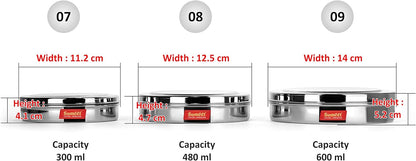 Sumeet Stainless Steel Chocolate Flat Slim Canisters - Puri Dabba/Storage Containers Set of 3Pcs Medium Set