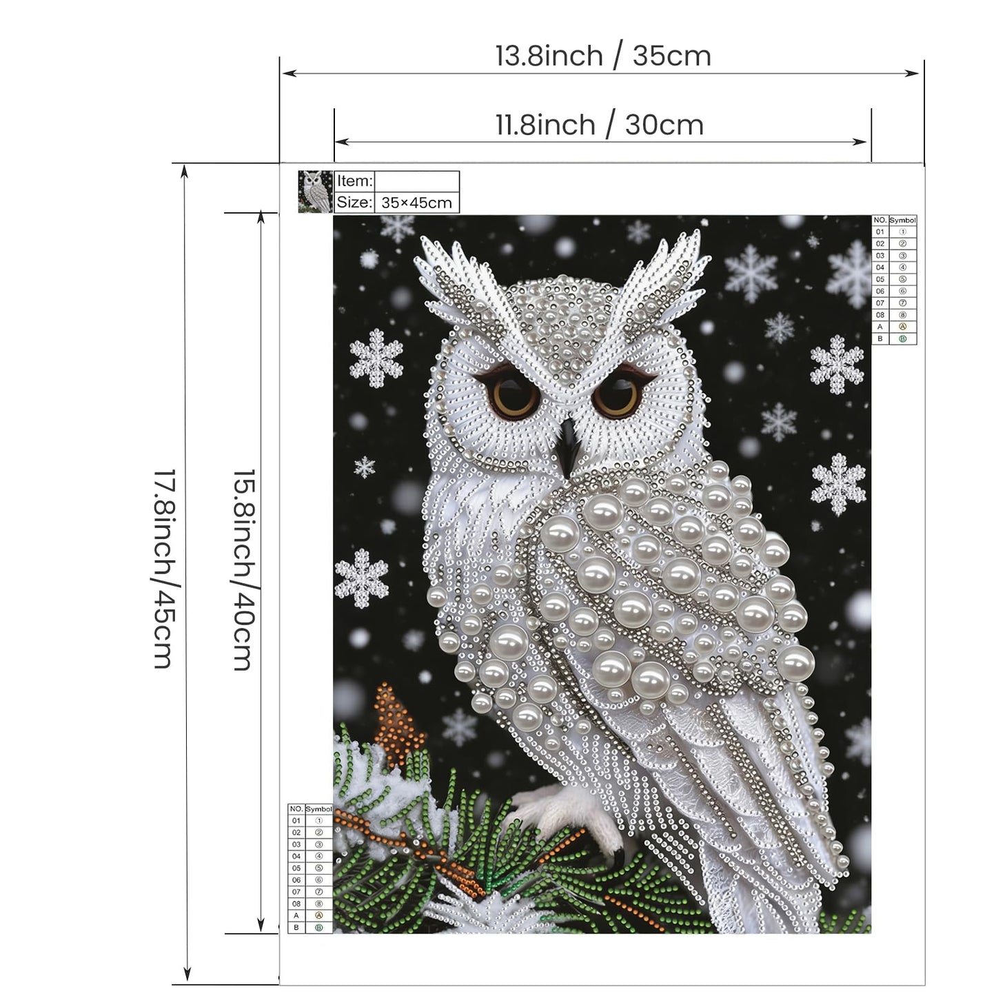 SuuTang 5D Diamond Art Pearl Painting Kits for Adults, Special Shaped Owl Beaded Art Kit for Beginners, 13.8X17.8inch, DIY 3D Plastic Pearl Diamond Dots Gem Art Craft, Home Wall Decor Gift