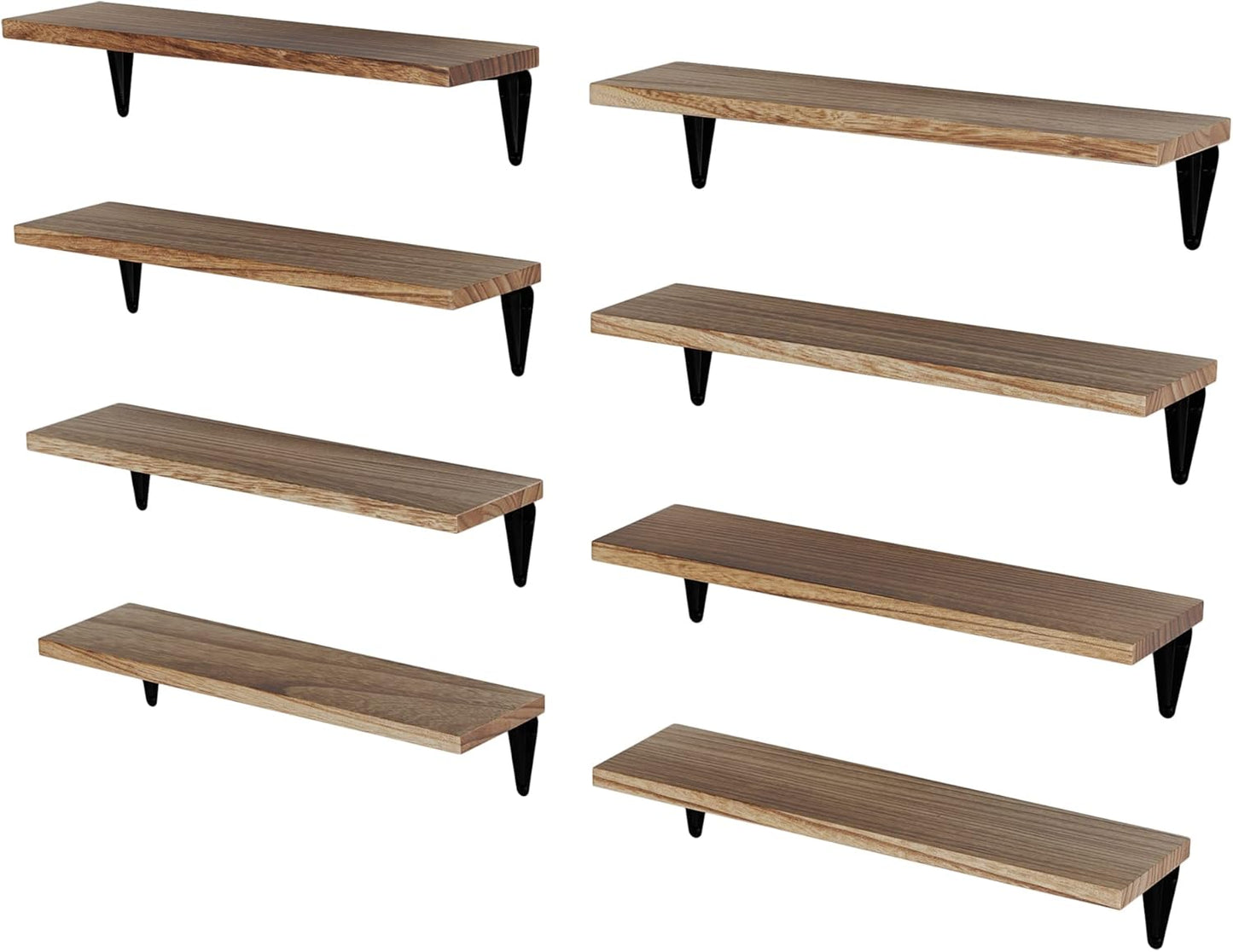 17"x 4.5" Set 8 Wallniture Arras Floating Shelves for Wall, Rustic Bookshelf for Living Room Decor, Home Office