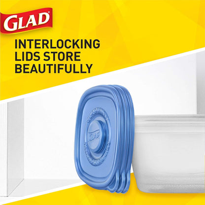 Glad GladWare Tall Entrée Food Storage Containers, Large Square Hold up to 42 Ounces, 3 Count Strong Food Holders