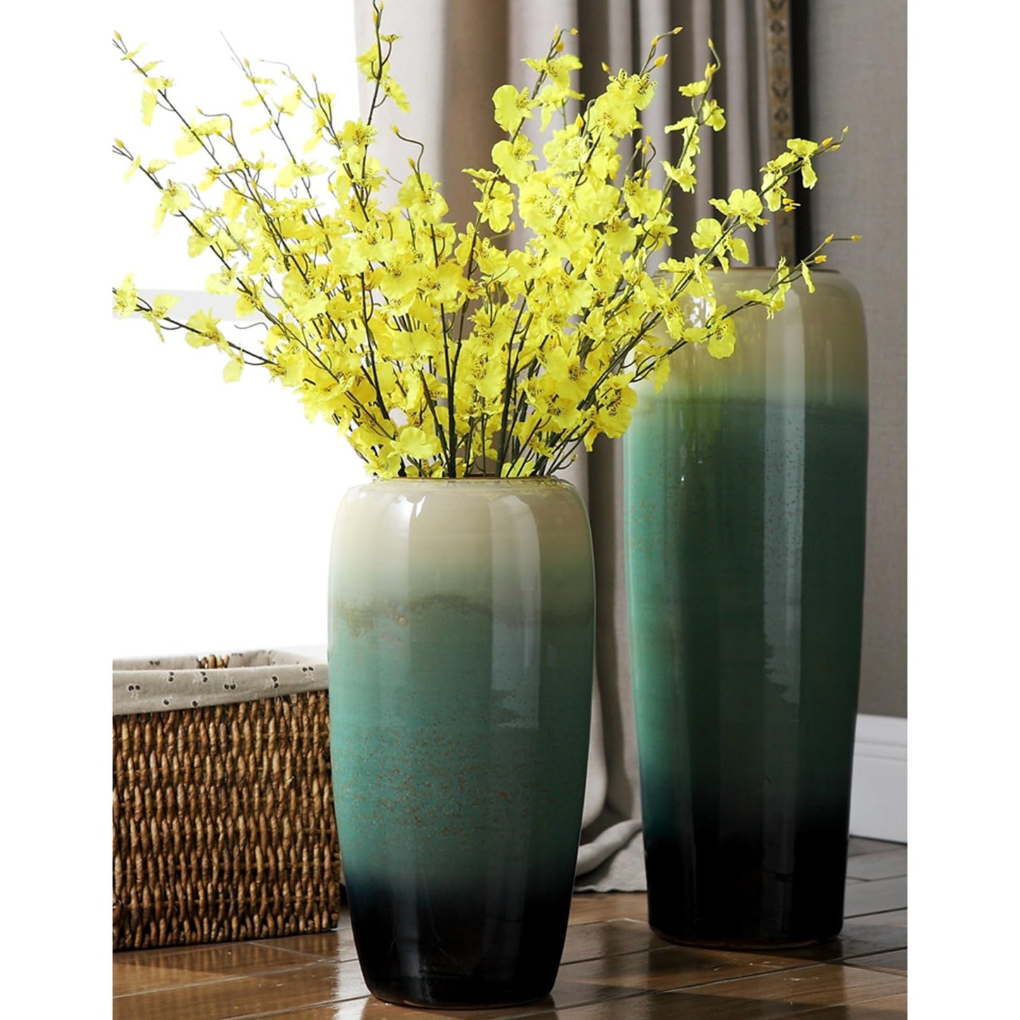 SGeneE Large Floor Vase, 27" Tall Flower Vase, Ceramic Decorative Vase for Living Room Modern Home Decor Bedroom Office Décor (Green 24inch)