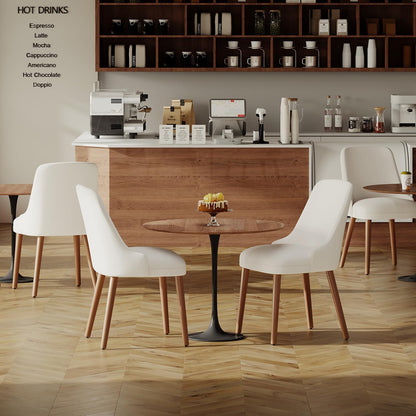MALOL Dining Chairs Set of 4, Upholstered Dining Room Chair with Wood Legs, High-Back Padded Kitchen Chairs for Dining Room/Restaurant/Cafe, Beige