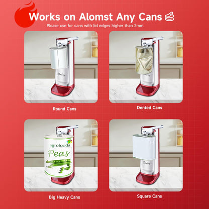 Davivy Electric Can Opener, Removable Stainless Steel Cutter and 3-in-1 Design with Sharpener and Bottle Opener (Red-Stainless Steel)