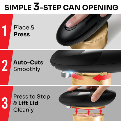 MUELLER HOME SmoothEdge Auto Electric Can Opener – Battery‑Operated One‑Touch w Magnet Lid Lifter – Portable Hands‑Free Automatic Can Openers for Seniors & Arthritis, Smooth‑Edge Cut Technology, Black