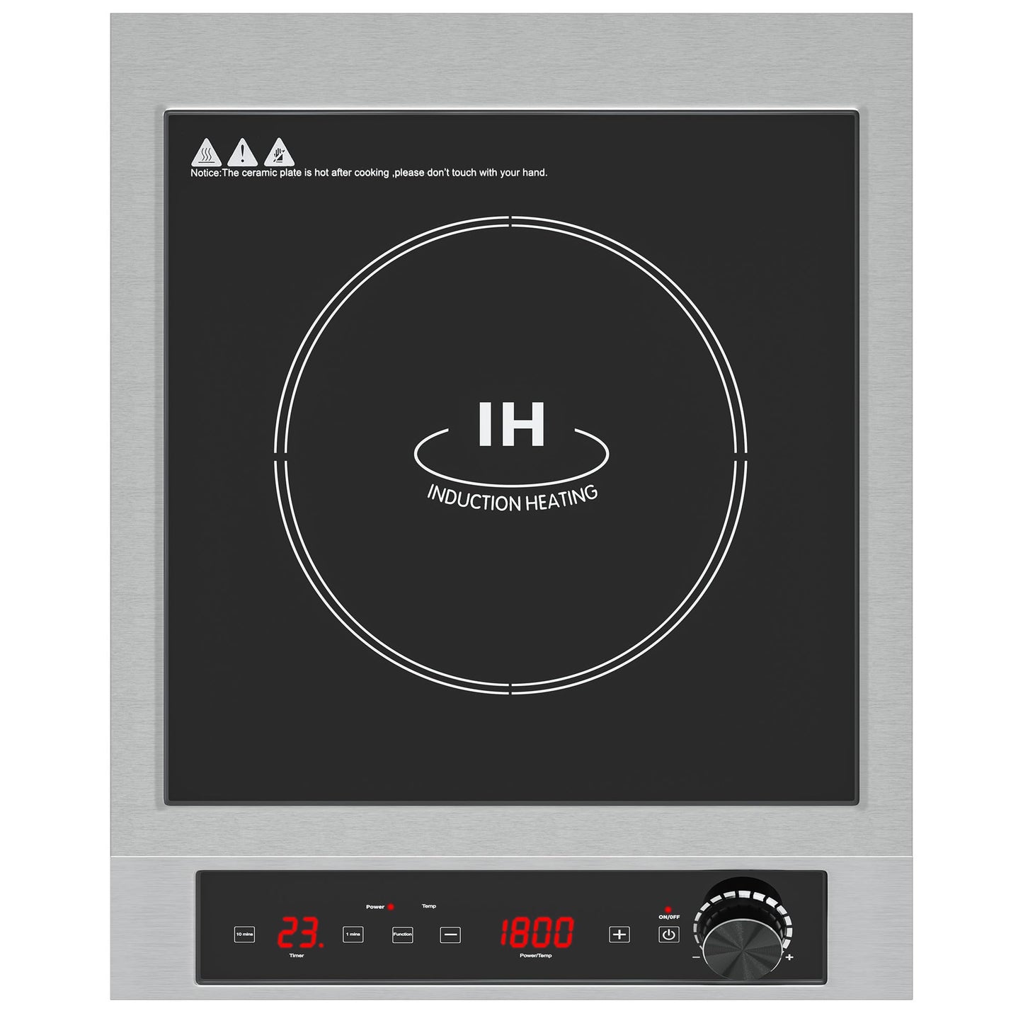 SUNVIVIPRO Commercial Induction Cooktop 1800W, Professional Electric Countertop Burner, 10 Power & 10 Temp Setting, Induction Hot Plate with Timer, Electric Stove with LED Screen, Black