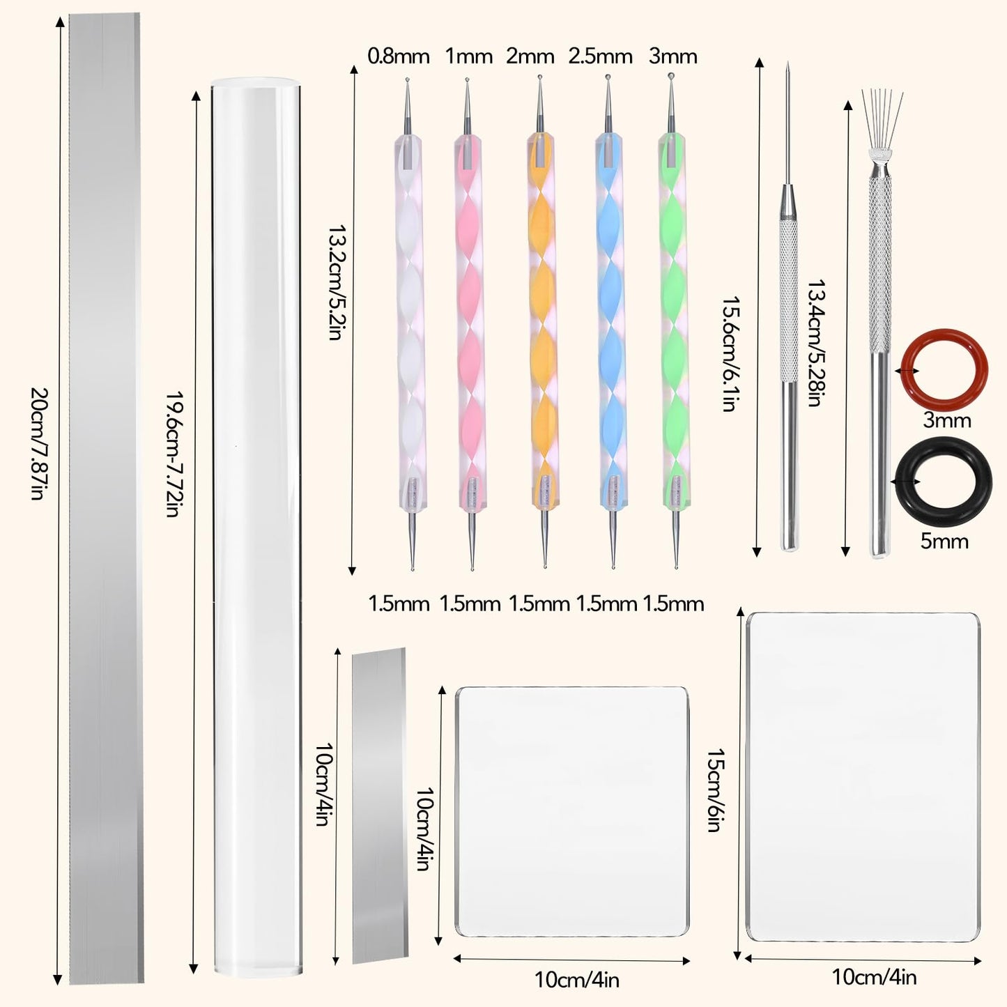 Polymer Clay Tools, Acrylic Clay Roller Pin, Polymer Clay Cutters Tools, Clear Rectangle Sheet Press Board Wire Texture Set Needle Detail Modelling Supplies