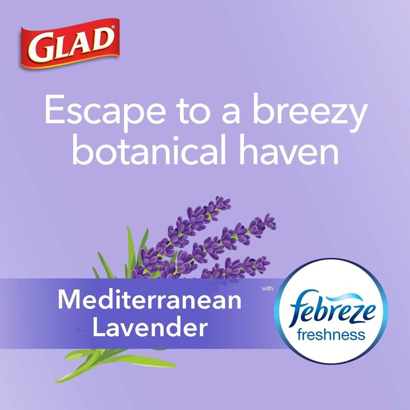 Glad ForceFlex Tall Kitchen Trash Bags, 13 Gallon, Gain Lavender, 80 Count (Package May Vary)