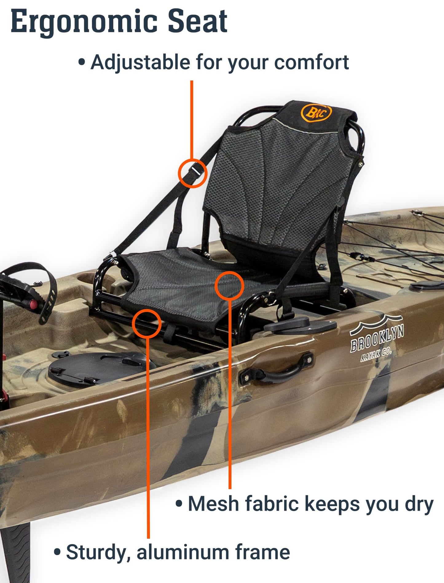 Upgraded Brooklyn 12.0 Single Pedal Kayak by BKC, Lightweight 12-Foot Sit-On-Top Pedal-Drive Kayak with Rudder, Stable Fishing & Touring Design, 440 lb Capacity, Storage Hatches (Storm Surge)