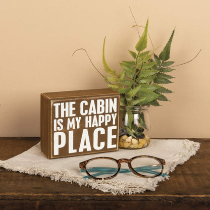 Primitives by Kathy 21443 Rustic Brown Box Sign, 5" x 4", My Happy Place