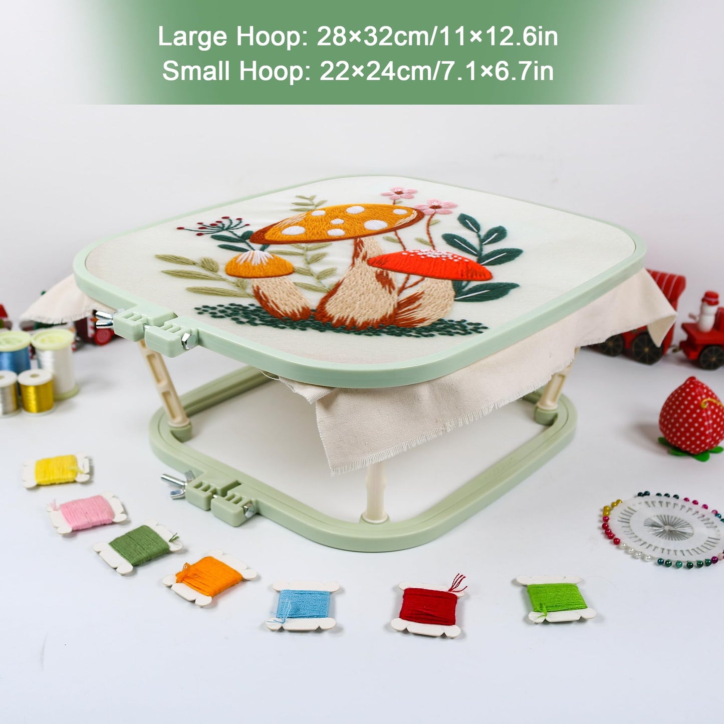 Guofa 2-Layer Embroidery Frame Stand – Adjustable Trapezoid Hoop Holder for Cross Stitch, Needlework, Quilting, Punch Needle & Sewing Crafts – Durable Plastic Hoops for Table or Lap