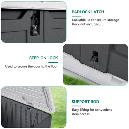YITAHOME Outdoor Horizontal Storage Sheds w/o Shelf, Weatherproof Resin Tool Shed, Multi-Opening Door for Storage of Bike, Trash Cans, Garden Tools, 35 cu ft, Waterproof, Lockable, Dark Gray