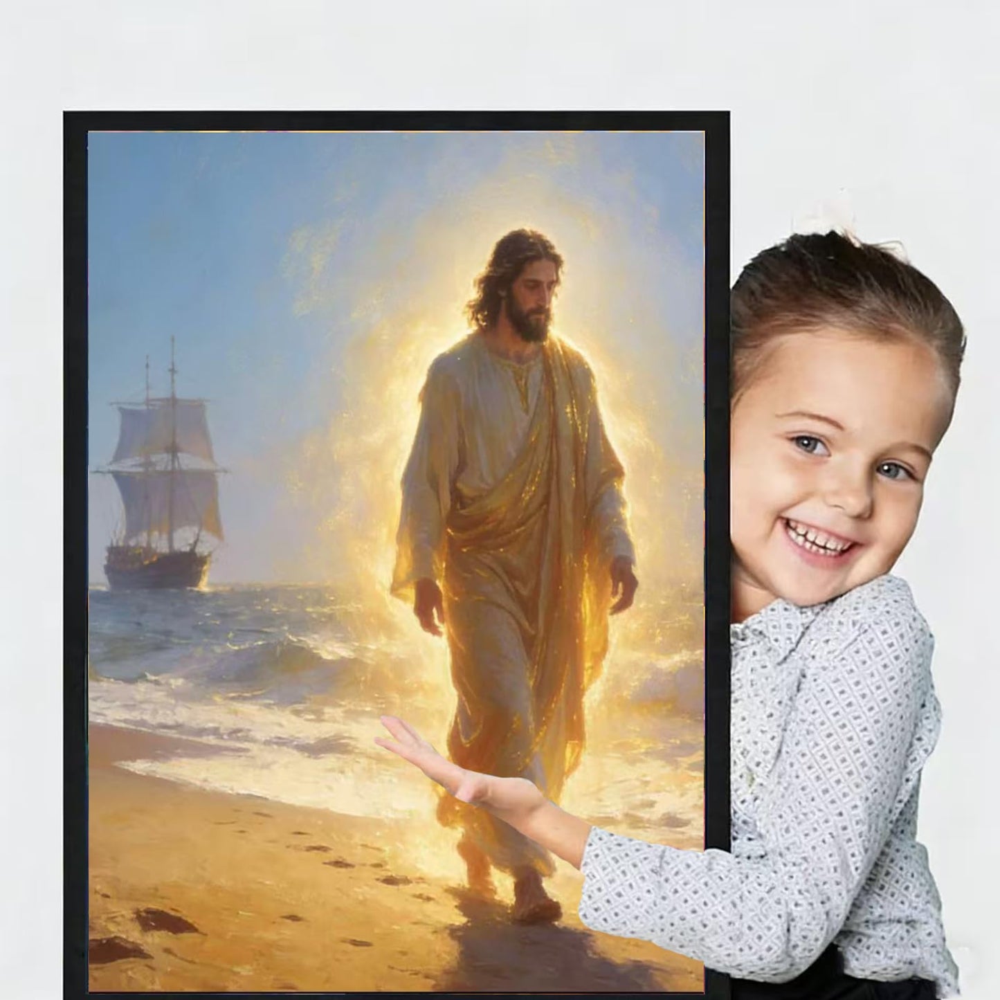 Lvmuu Jesus Diamond Painting Kits for Adults, Large 5D Full Square Drill Diamonds Art Kits for Beginners, Religions Paint By Number with Shiny Diamonds Beads DIY Gem Art Craft Home Wall Decor 40x50cm