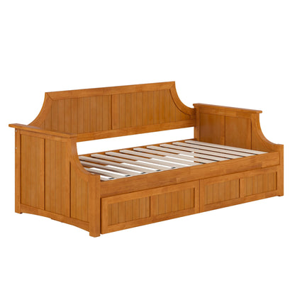 AFI, Cambridge Twin Size Wood Daybed Frame with 2 Storage Drawers, Light Toffee