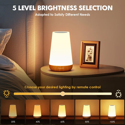 Auxmir LED Night Light Bedside Lamp Touch and Remote Control Dimmable Tabletop 13 RGB Colors Changing 5 Brightness Adjustable Rechargeable Portable Lamp for Baby Kids Nursery Bedroom Bathroom Camping