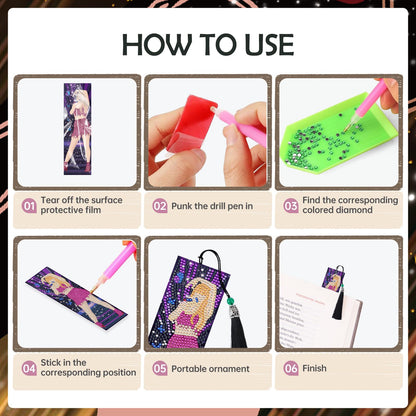 INCOK Singer Diamond Art Bookmarks - 6 Pcs DIY Pop Star Diamond Painting Bookmarks Kits Aesthetic Art Craft Festival Holiday Birthday Gift for Book Lovers Adult Beginners Fans Music Lover