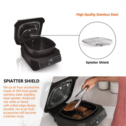 Stainless Steel Splatter Shield for Ninja Foodi AG301, Air Fryer Accessories for Ninja Foodi 5-in-1 Indoor Grill, Replacement Parts for Ninja Foodi AG300, AG300C,AG301C, AG302, AG400