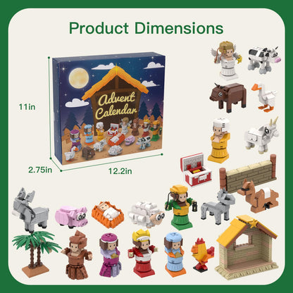 Nativity Advent Calendar 2025 Build Blocks Jesus Christmas Advent Scene Gifts Individual Packaging