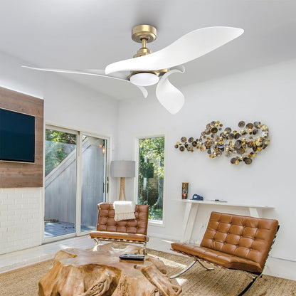 AEROFANTURE Gyro Ceiling Fans with Lights and Remote, 54 Inch Modern Bedroom Ceiling Fan with 3 Sculpted Blades, Reversible Ultra Quiet DC Motor, 3CCT Dimmable LED, 6 Speeds for Living Room Patio