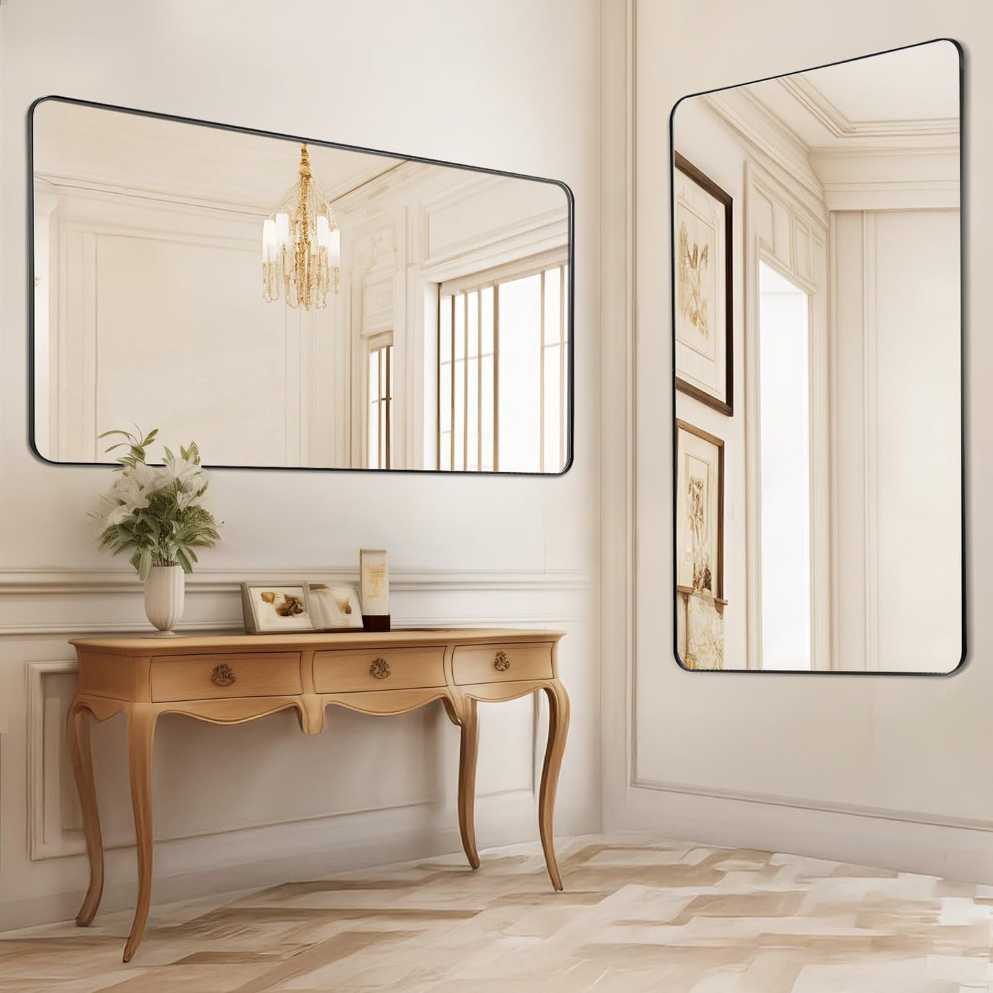 VEVOR Bathroom Vanity Mirror, 32" x 72" Bathroom Mirror for Over Sink, Aluminium Alloy Frame, Shatter-Proof, Scratch-Resistant, Vanity Mirror Wall Mounted Horizontally or Vertically