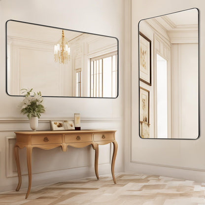 VEVOR Bathroom Vanity Mirror, 32" x 72" Bathroom Mirror for Over Sink, Aluminium Alloy Frame, Shatter-Proof, Scratch-Resistant, Vanity Mirror Wall Mounted Horizontally or Vertically
