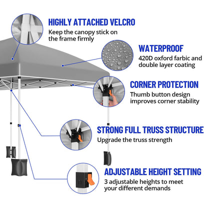 GarveeLife 10 ft x20 ft Party Tent Heavy Duty Pop Up Canopy Commercial Canopy Wedding Tent Event Shelter with 6 Removable Sidewalls and Storage Bag for Patio Backyard Outdoor, Grey