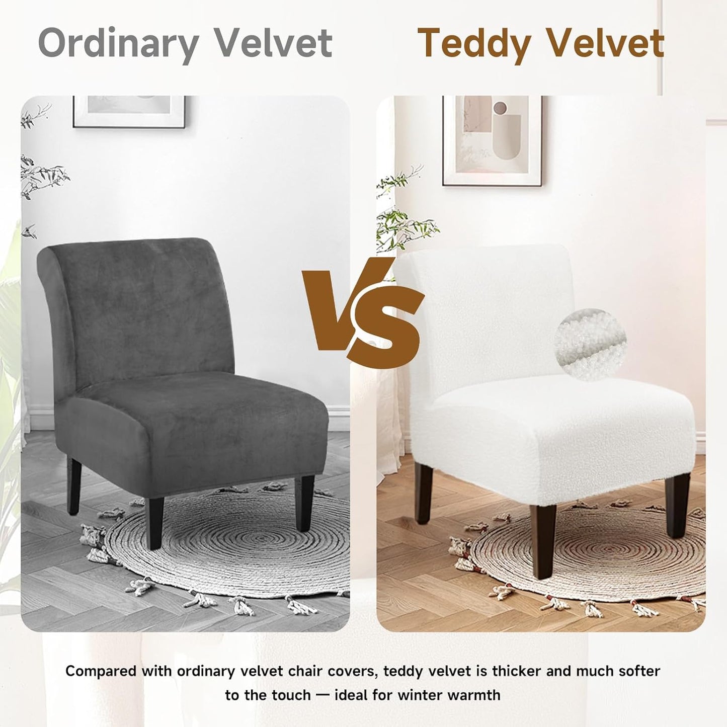 XIAROGEE Armless Armless 1) Teddy Wool Accent Chair Cover Heavy-duty Soft Plush Chair Slipcover Accent Chairs Covers