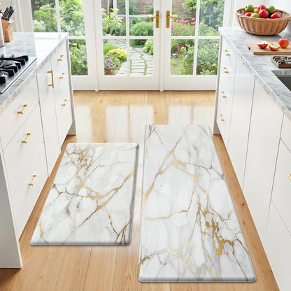 StepLively Kitchen Rugs and Mats, 2-Pack Low Profile Slip Resistant Kitchen Mats for Floor, in Front of Sink and Stove-17.3"*30"+17.3"*47"