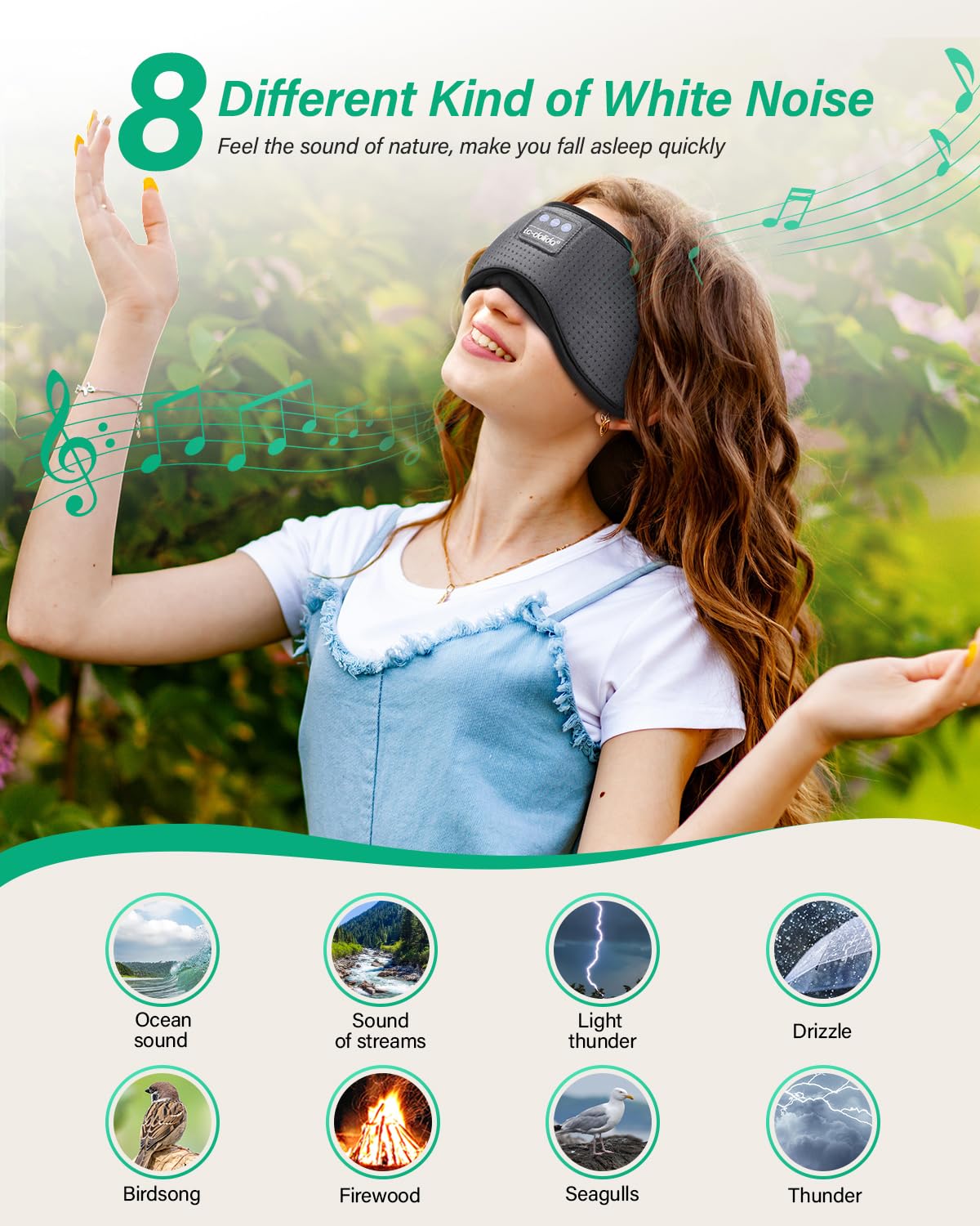 LC-dolida Sleep Headphones, White Noise Bluetooth Sleep Mask 3D Wireless Timing Eye Mask for Sleeping, Sleep Mask with Bluetooth Headphones for Side Sleepers Travel Yoga, Cool Gadgets for Men Women