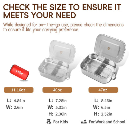 GOLDEN KEY 47QZ Stainless Steel Bento Box with 5 Compartments,1400ml Large & Thickened Metal Lunch Box for Kids or Adults,Eco-friendly Leak-Proof Container with Lockable Clips