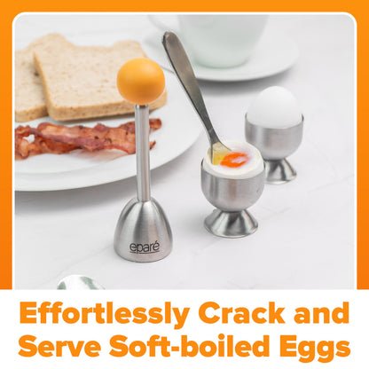Eparé Bundle: Egg Cracker Topper Set & 6oz Turkish Tea Cups - Complete Soft Boiled Egg Tool Set & Double-Walled Glass Coffee Cup