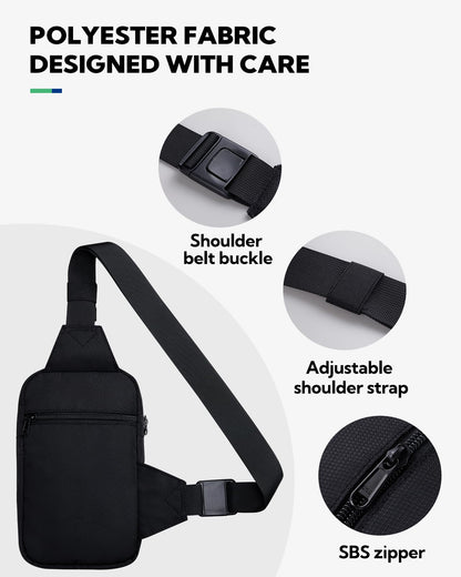 WATERFLY Crossbody Chest Sling bag: Small Shoulder Bag Crossover Cross Body Bag for Work Travelling Women Men