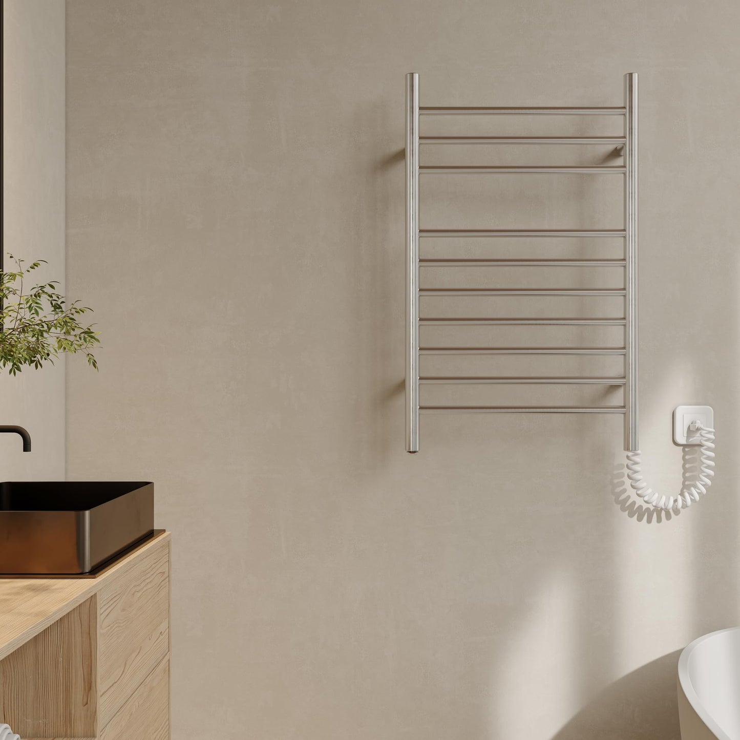 HEATGENE Towel Warmer Wall-Mounted Hardwired Heated Towel Rack Hot Towel Bar Brushed