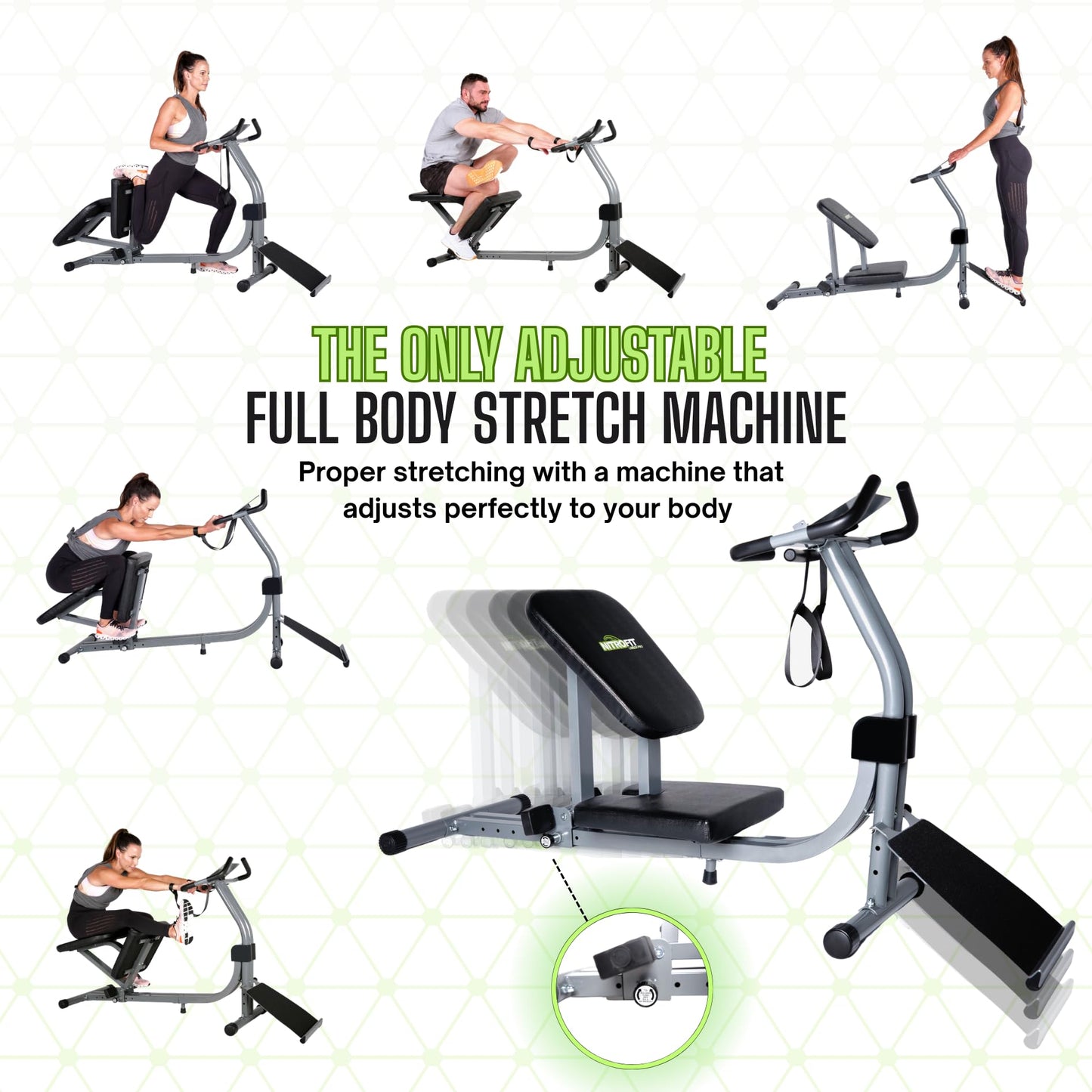 Nitrofit Limber Pro Adjustable Seat Stretch Machine for Lumbar Stretching, Lower Back Pain, Leg Stretch, Rehab, Flexibility, Injury Prevention, Calves