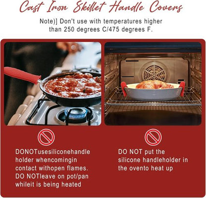 Joyhalo Silicone Pot Handle Covers - Heat Resistant 6-Pack for Cast Iron Skillets & Pans | Wine Color