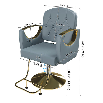 KEIKI 360° Swivel Hydraulic Barber Chair, Professional Salon Chair for Hair Stylist, Non-Tilting Reclining Hair Chair for Tattoo, Spa & Home, Blue