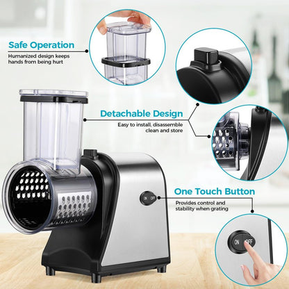 250W Electric Cheese Grater, Salad Maker for Home Kitchen Use, Cheese Grater Electric for Cheeses, Fruits, and Vegetables