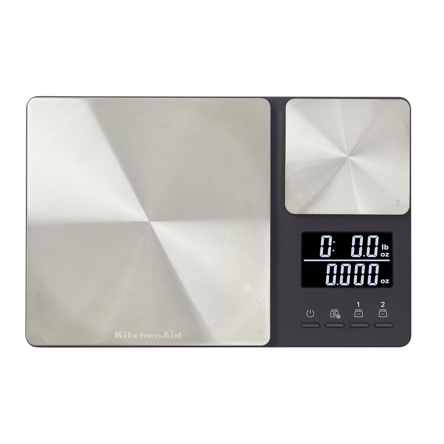 KitchenAid KQ909 Dual Platform Digital Kitchen and Food Scale, 11 pound capacity and Precision 16oz capacity, Black with Stainless Steel