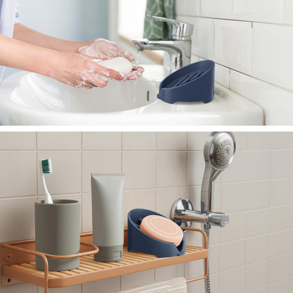 NiHome Silicone Sponge Holder Compatible with Scrub Daddy Mommy Sponges for Kitchen & Bathroom, Auto Draining Organizer, Holds Multiple Sponges & Cleaning Tools, Food-Grade, Dishwasher Safe(Dark Blue)